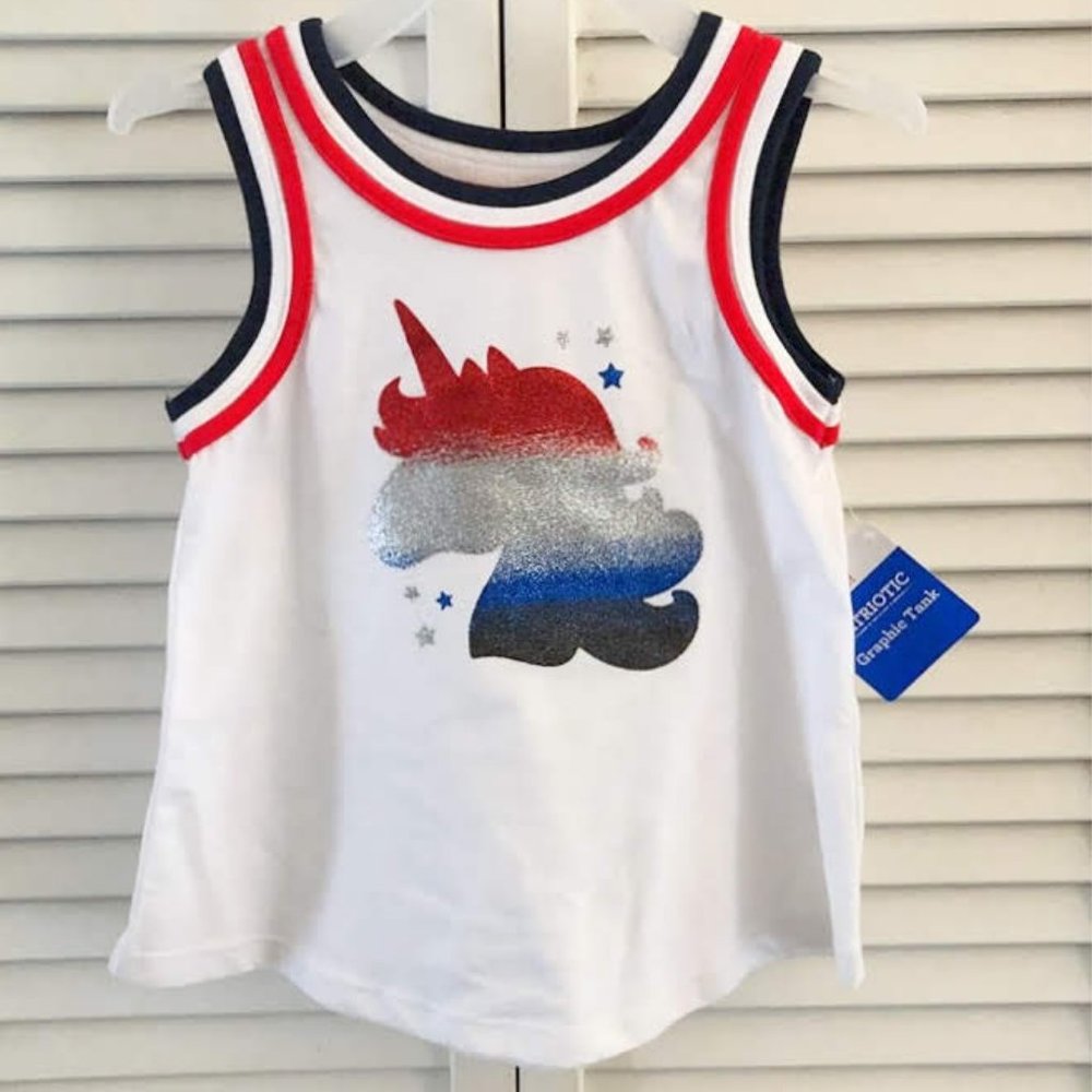 5/$20 NEW 2T Girls Sparkly Unicorn Swing Tank Top-4th of July